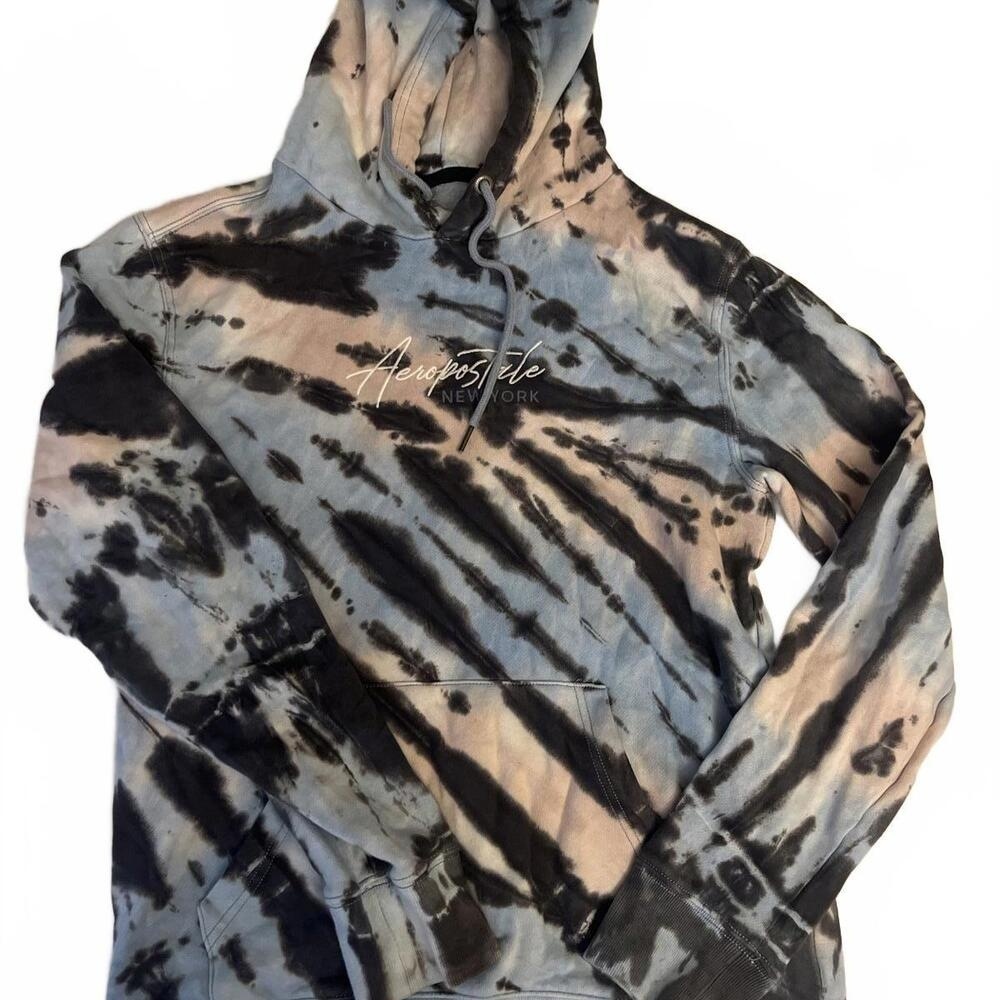 Aeropostale Small Tie Dye‎ Drawstring Hood Front Pocket Logo Cozy Hoodie Womens
